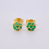 Topos Flor 14pts Esmeraldas 1.2gr / 5.45mm Oro Amarillo 18K *
