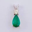Pendant Olive Drop 2.9 Qts Emerald 60pts Diamonds 3.1gr / 1 in / 18K White Gold ©