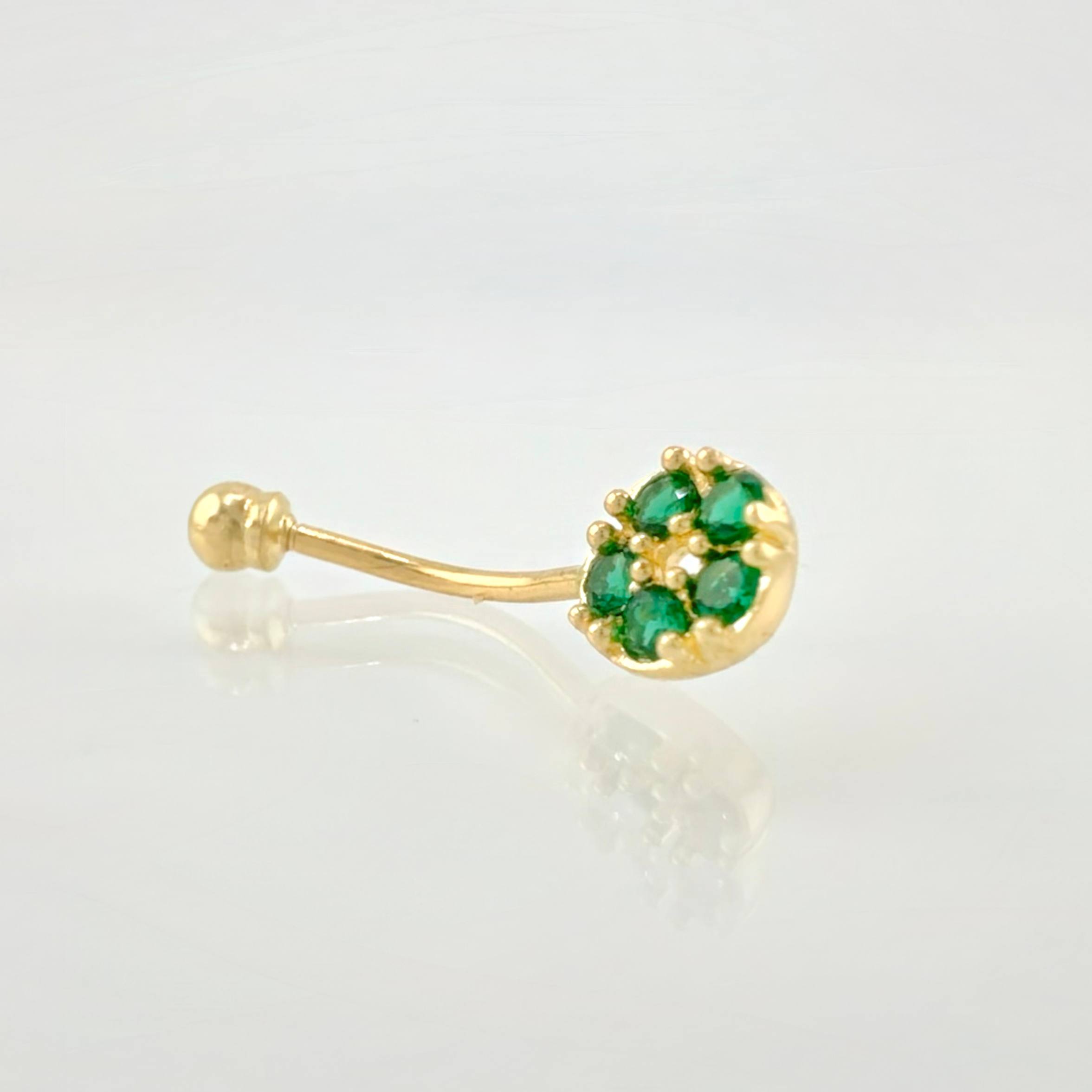 Piercing Ombligo Circulo Floral 0.75gr / 3/4 in / Oro Amarillo 18K