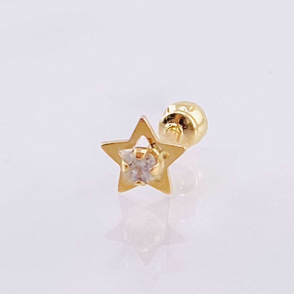Piercing Chispa Estrella 0.3gr / 1/2 in / Oro Amarillo 18K *