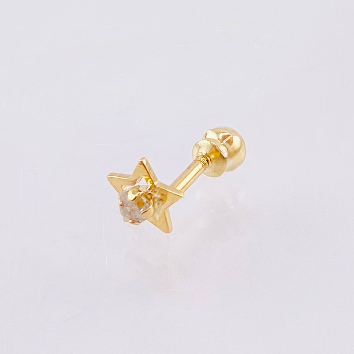 Piercing Chispa Estrella 0.3gr / 1/2 in / Oro Amarillo 18K ©