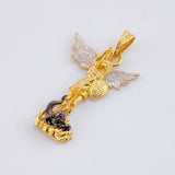 Dije San Miguel Arcangel 3.05gr / 1 1/4 in / Dos Oros Amarillo Blanco 18K