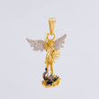 Dije San Miguel Arcangel 3.05gr / 1 1/4 in / Dos Oros Amarillo Blanco 18K