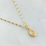 Chain and Pendant Set Flower Mirror + Miraculous Virgin 1.3gr / 18K Gold *