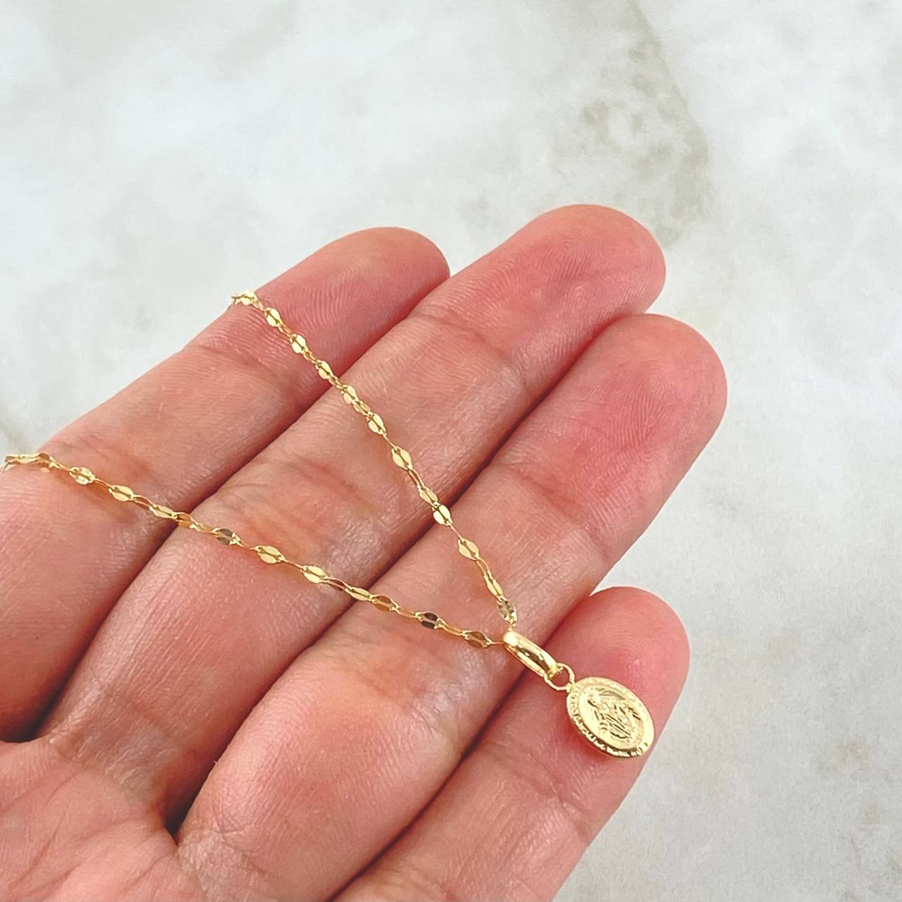 Chain Set and Pendant + Miraculous Virgin 1.45gr / 19.7in / 18K Gold