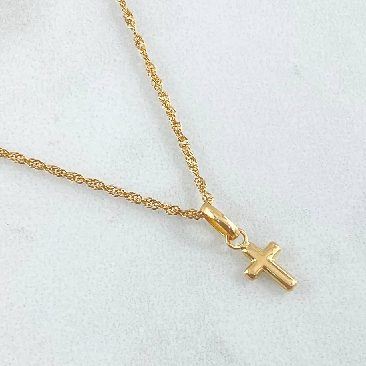 Set Cadena y Dije Singapur + Crúz 1.85gr / 45cm / Oro 18K ©
