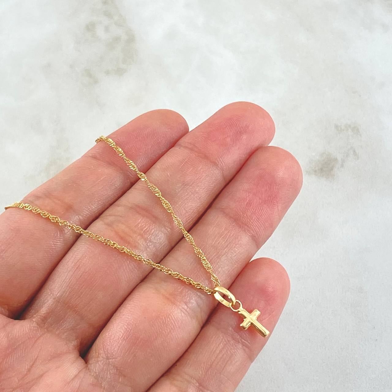 Set Cadena y Dije Singapur + Crúz 1.85gr / 45cm / Oro 18K ©