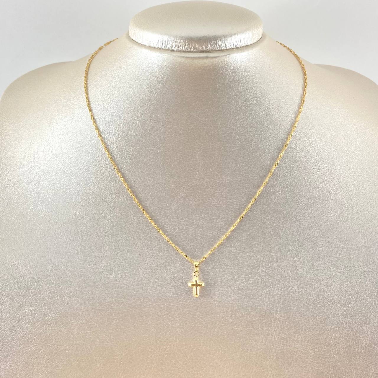 Singapore Chain and Pendant Set + Flat Tip Cross 1.6gr / 40cm / 18K Gold