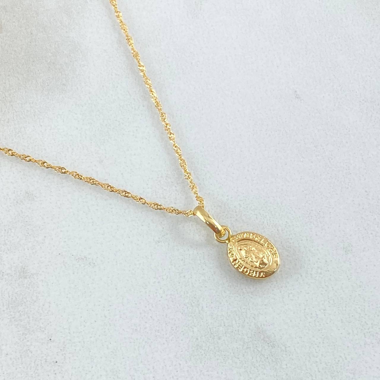 Singapore Chain and Pendant Set + Virgin Guadalupe Plain 1.95gr / 45cm / 18K Gold ©