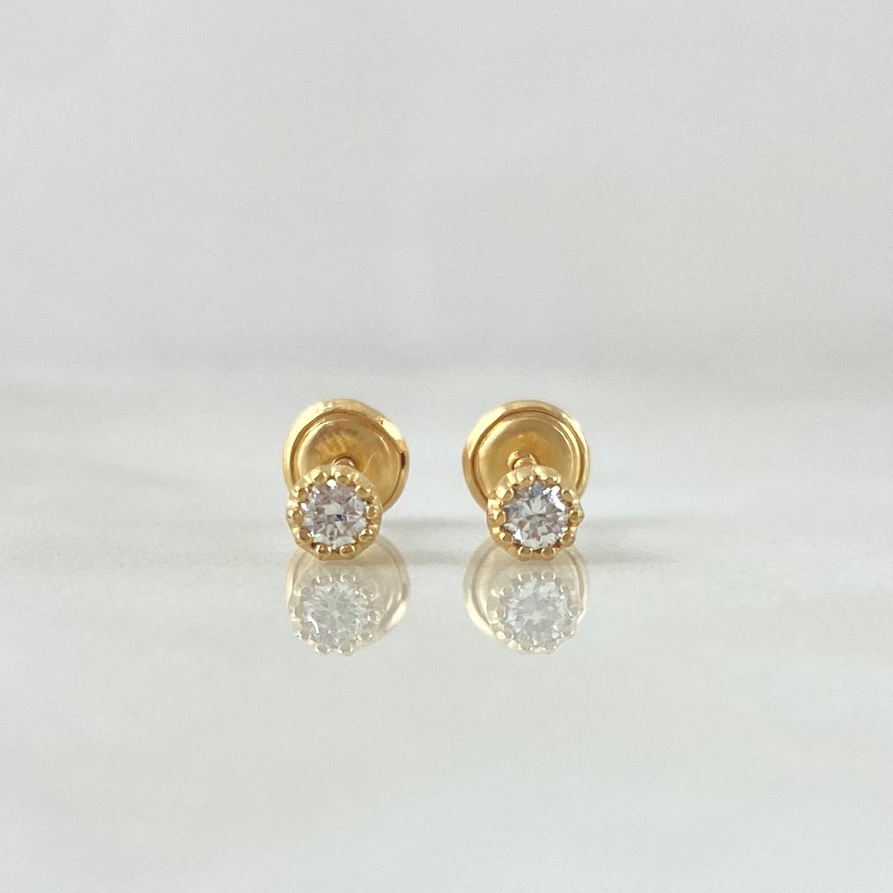 Topos Piedra Cabujón 1gr / 3.5mm Diamante 36pts Oro Amarillo 18K (Joya) ©