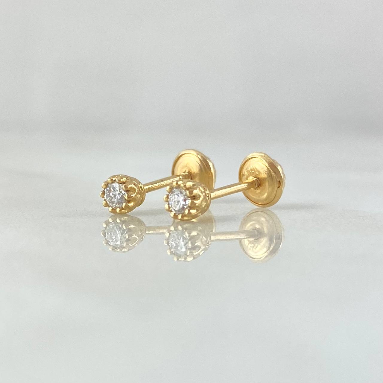 Stud Earrings Cabochon 1gr / 3.4mm Diamonds 36pts Yellow Gold 18K (Jewel) *