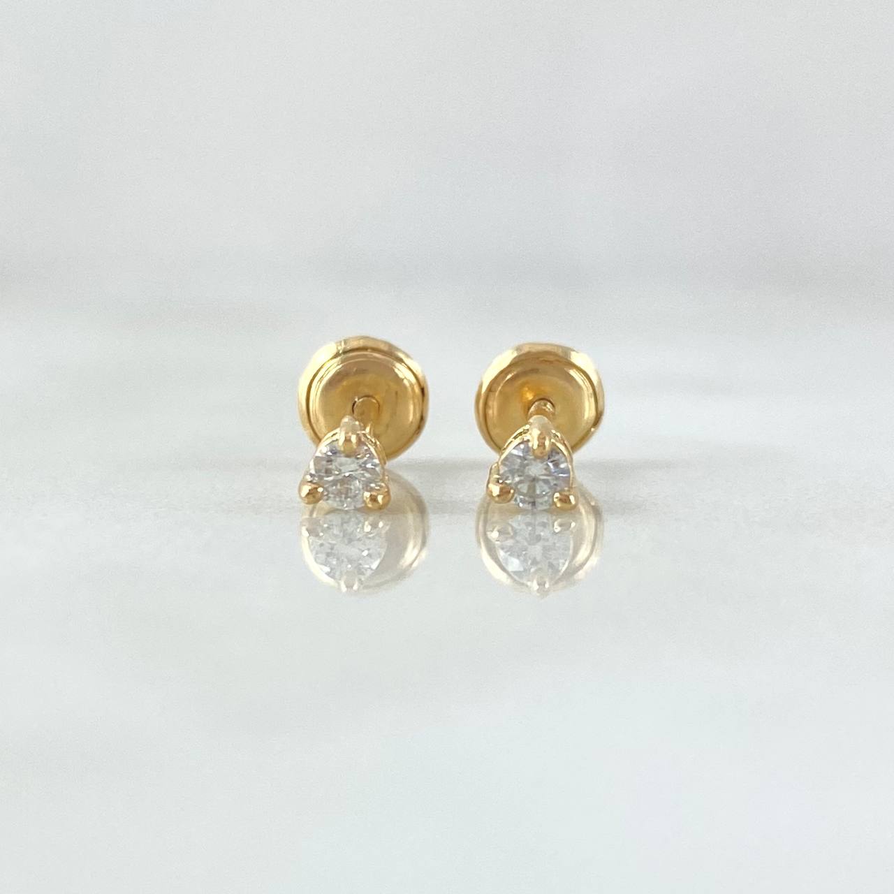 Topos Piedra 0.8gr / 3mm Diamantes 36pts Oro Amarillo 18K (Joya) *