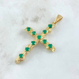 Pendant Cross Oval Trunk 10.4gr / 6.3cm / Emeralds 3.3 Qts 18K Yellow Gold (Jewel) ©