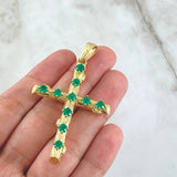 Pendant Cross Oval Trunk 10.4gr / 6.3cm / Emeralds 3.3 Qts 18K Yellow Gold (Jewel) ©