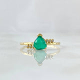 Anillo Solitario Corazon Interlineal 1.4gr / T6 3/4 / Esmeralda 35pts Circones Blancos Oro Amarillo 18K (Joya) ©