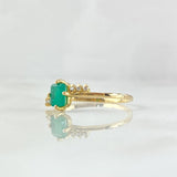 Anillo Solitario Rectangulo Interlineal 1.5gr / T7 / Esmeralda 35pts Circones Blancos Oro Amarillo 18K (Joya) ©