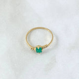 Anillo Solitario Rectangulo Interlineal 1.5gr / T7 / Esmeralda 35pts Circones Blancos Oro Amarillo 18K (Joya) ©
