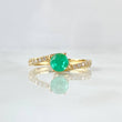Oblique Dense Solitaire Ring 2gr / Size 6 1/2 / Emerald 58pts Diamonds 19 pts 18K Yellow Gold (Jewel) ©