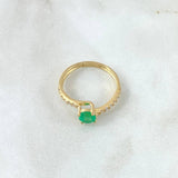 Oblique Dense Solitaire Ring 2gr / Size 6 1/2 / Emerald 58pts Diamonds 19 pts 18K Yellow Gold (Jewel) ©