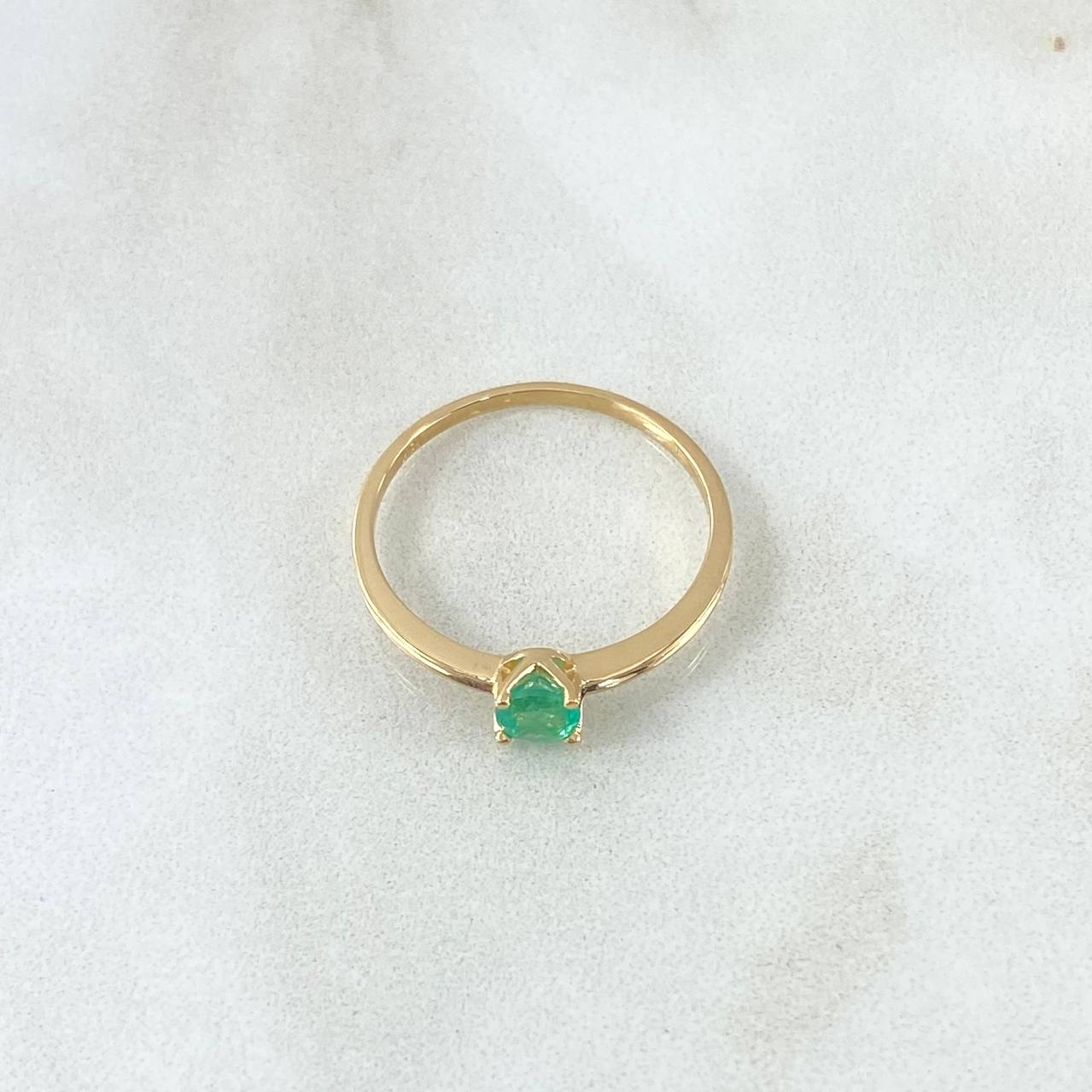 Solitaire Ring Bridge 1.5gr / Size 6 3/4 / Emerald 25pts 18K Yellow Gold (Jewelry) ©