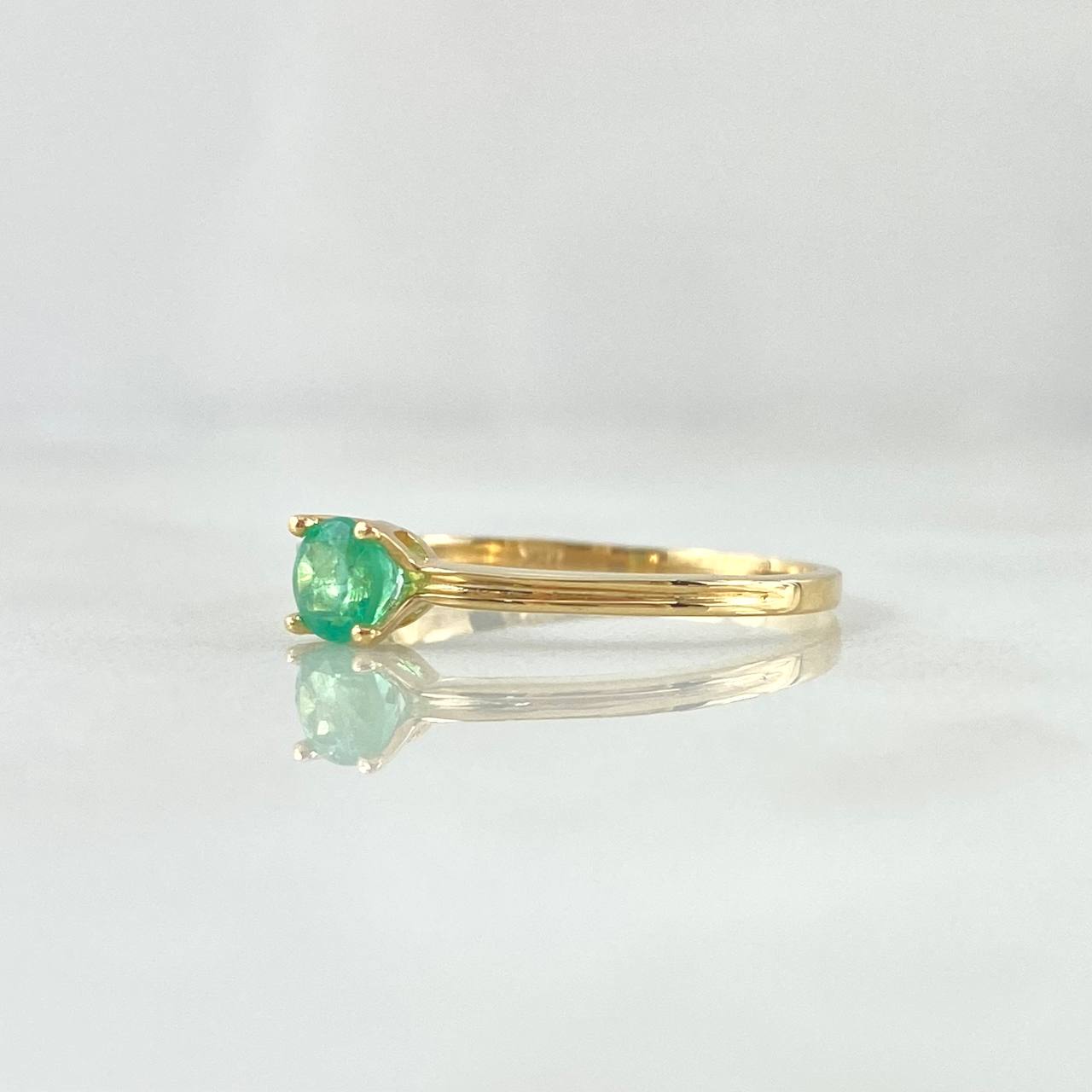 Solitaire Ring Bridge 1.5gr / Size 6 3/4 / Emerald 25pts 18K Yellow Gold (Jewelry) ©