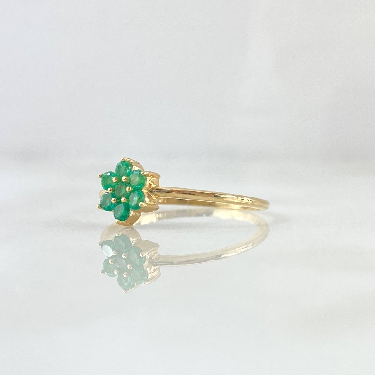 Dryad Flower Ring 1.3gr / Size 6 1/2 / Emeralds 23pts 18K Yellow Gold (Jewel) ©