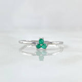 Triscal Flower Ring 1.1gr / Size 6 1/2 / Emeralds 11pts 18K White Gold (Jewel) ©