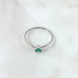 Triscal Flower Ring 1.1gr / Size 6 1/2 / Emeralds 11pts 18K White Gold (Jewel) ©