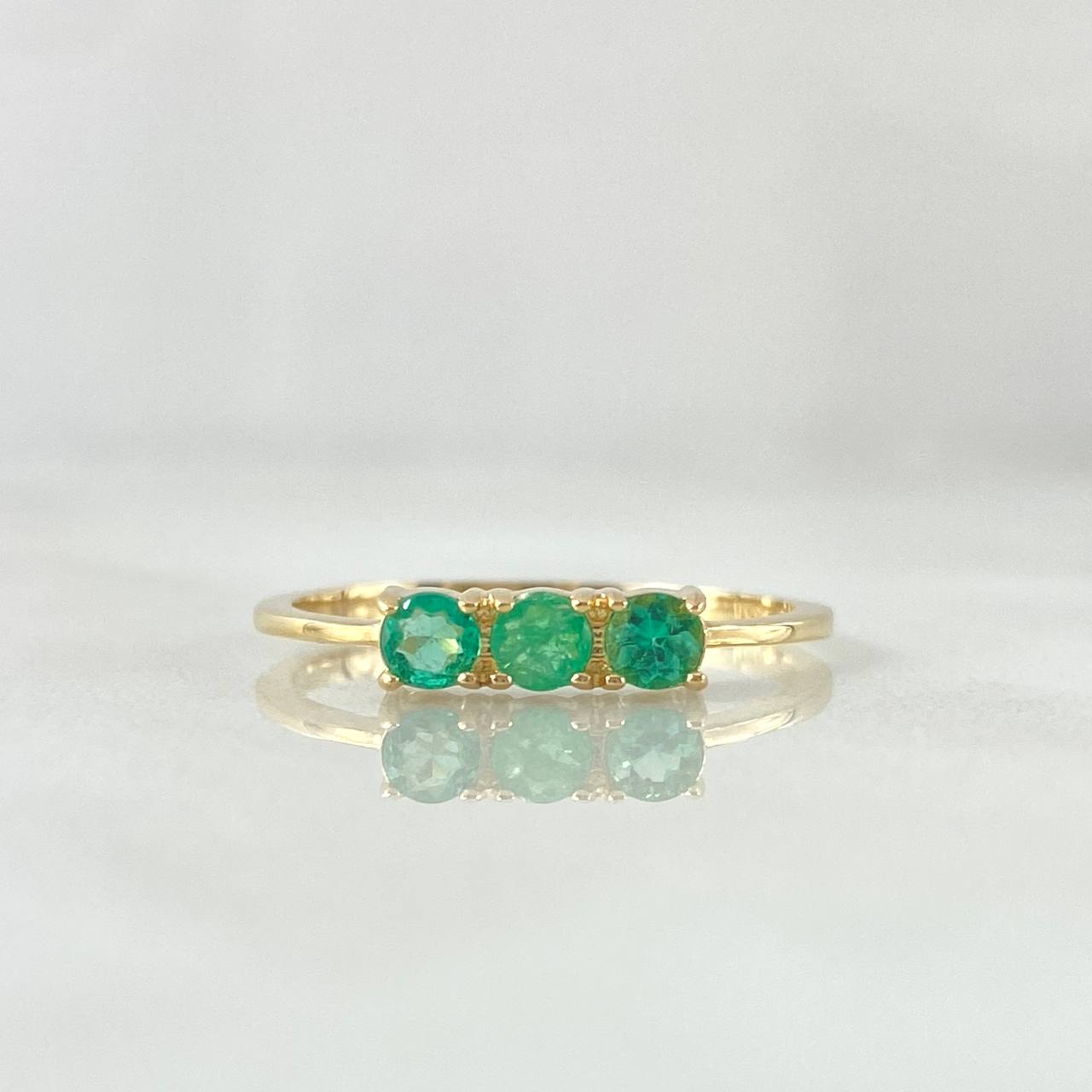 Trinity ring 1.85gr / T7 1/4 / Emeralds 33pts 18K Yellow Gold (Jewel) ©