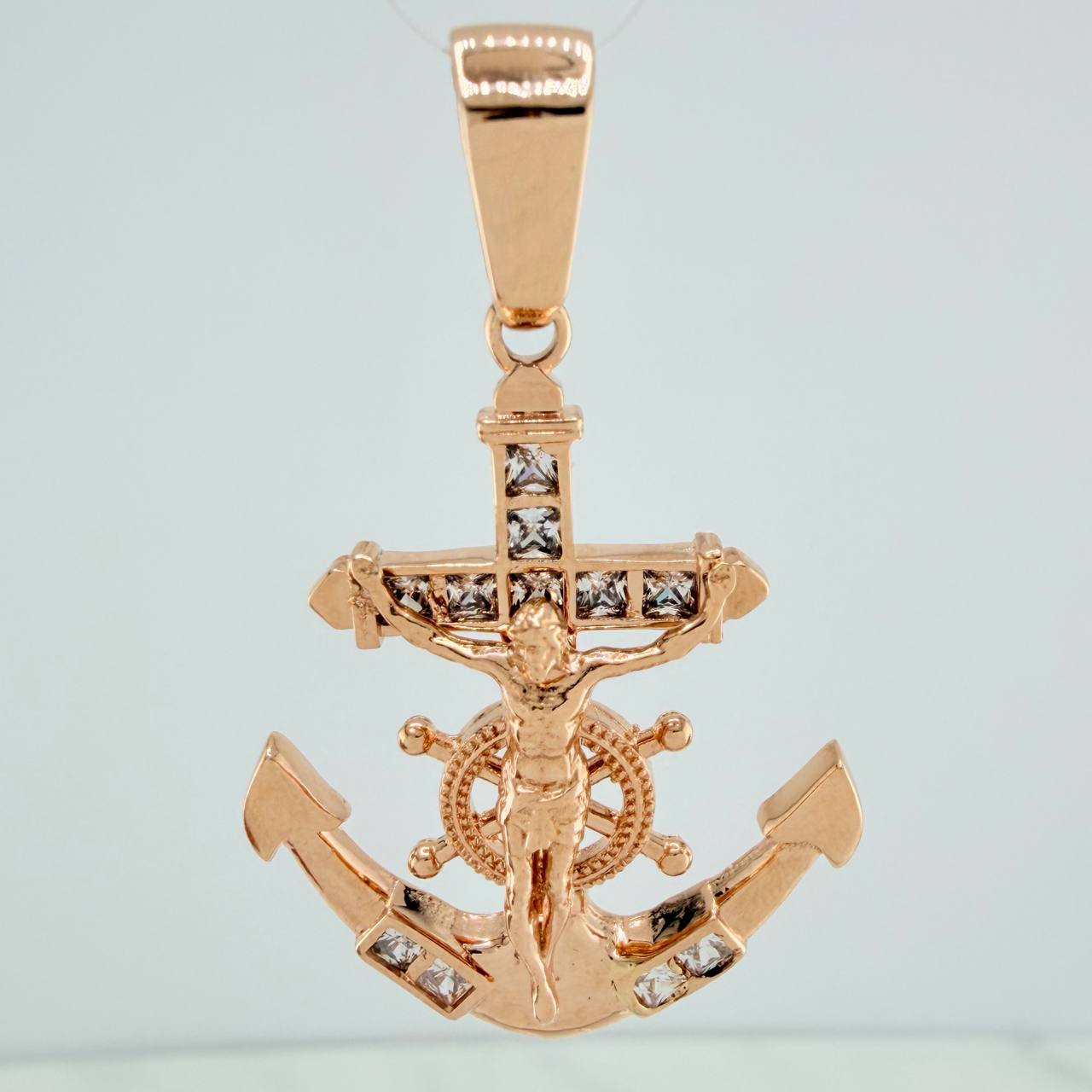 Dije Cruz Cristo Ancla 6.85gr / 1 1/2 in / Oro Rosa 18K $
