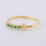 Channel Ring Star Emeralds 5pts 1.15g / T7 Yellow Gold 18K