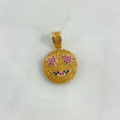 Pendant Emoji 4.2gr / 2.6cm / Yellow Fuchsia Black Zircons Yellow Gold *