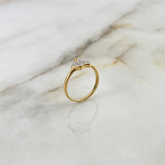 Crown Ring 1.9gr / T5 3/4 / White Zircons Yellow Gold ©