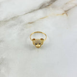Bear Ring 2.45gr / Size 6 1/2 / White-Black Zircons Yellow Gold ©