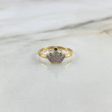 Crown Ring 1.95gr / Size 7 / White-Green Zircons Yellow Gold ©