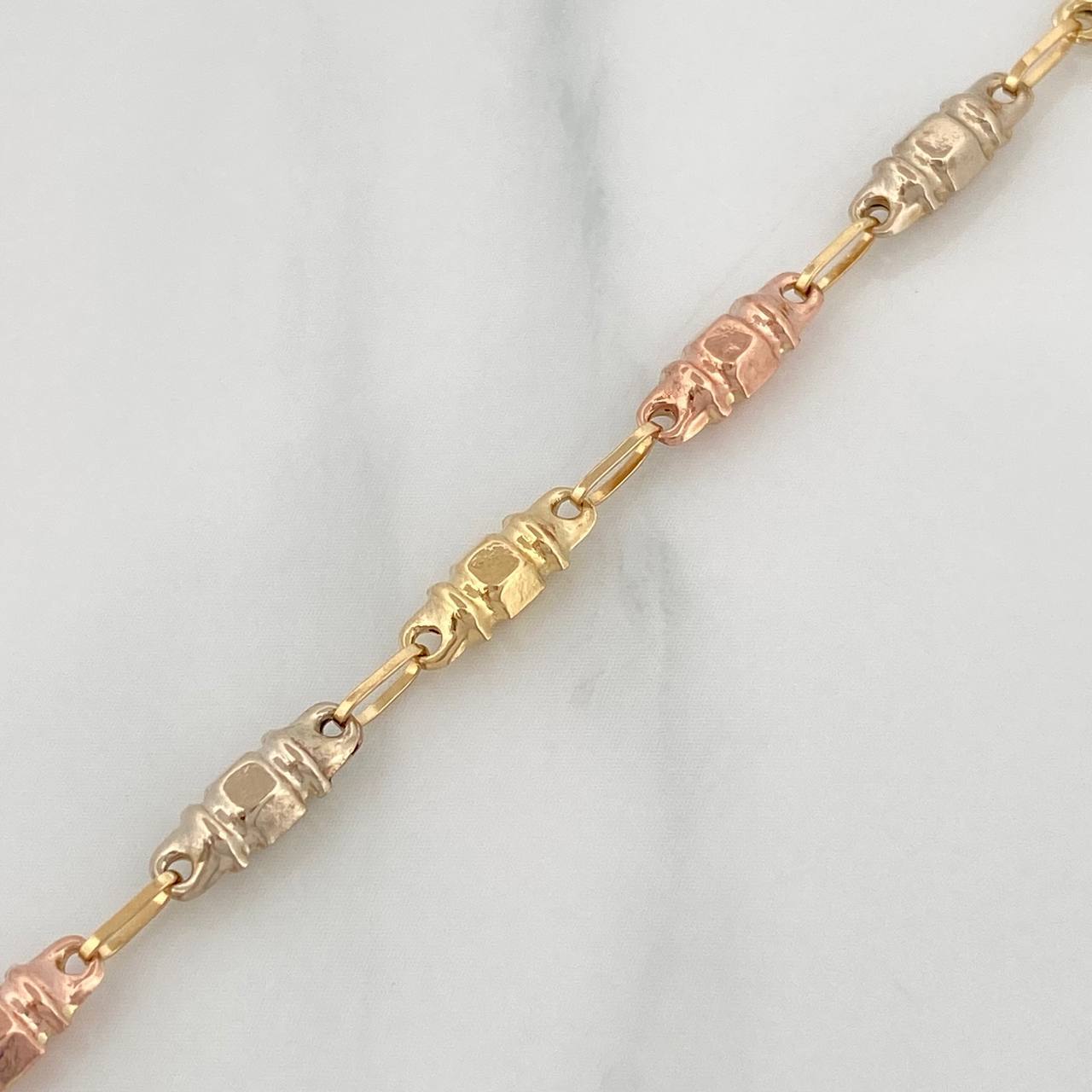 Rustic Cylinder Anklet 3.35 g / 9 3/4 in / 2.7 mm Three Golds 18K