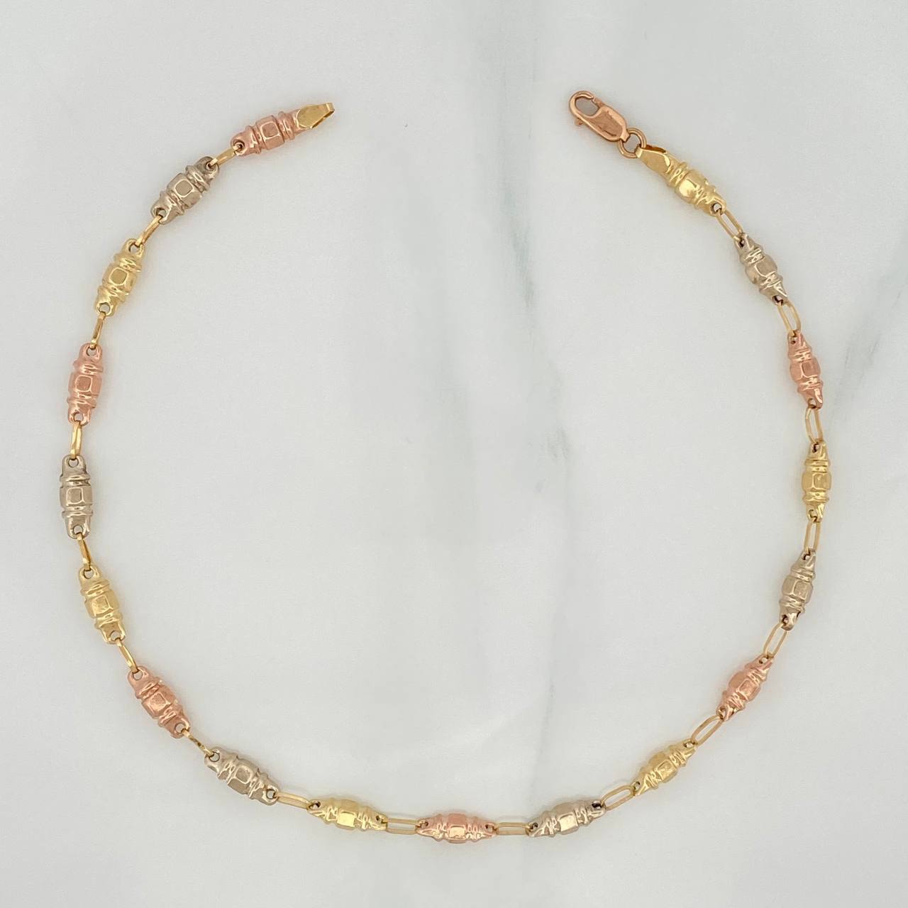 Rustic Cylinder Anklet 3.35 g / 9 3/4 in / 2.7 mm Three Golds 18K