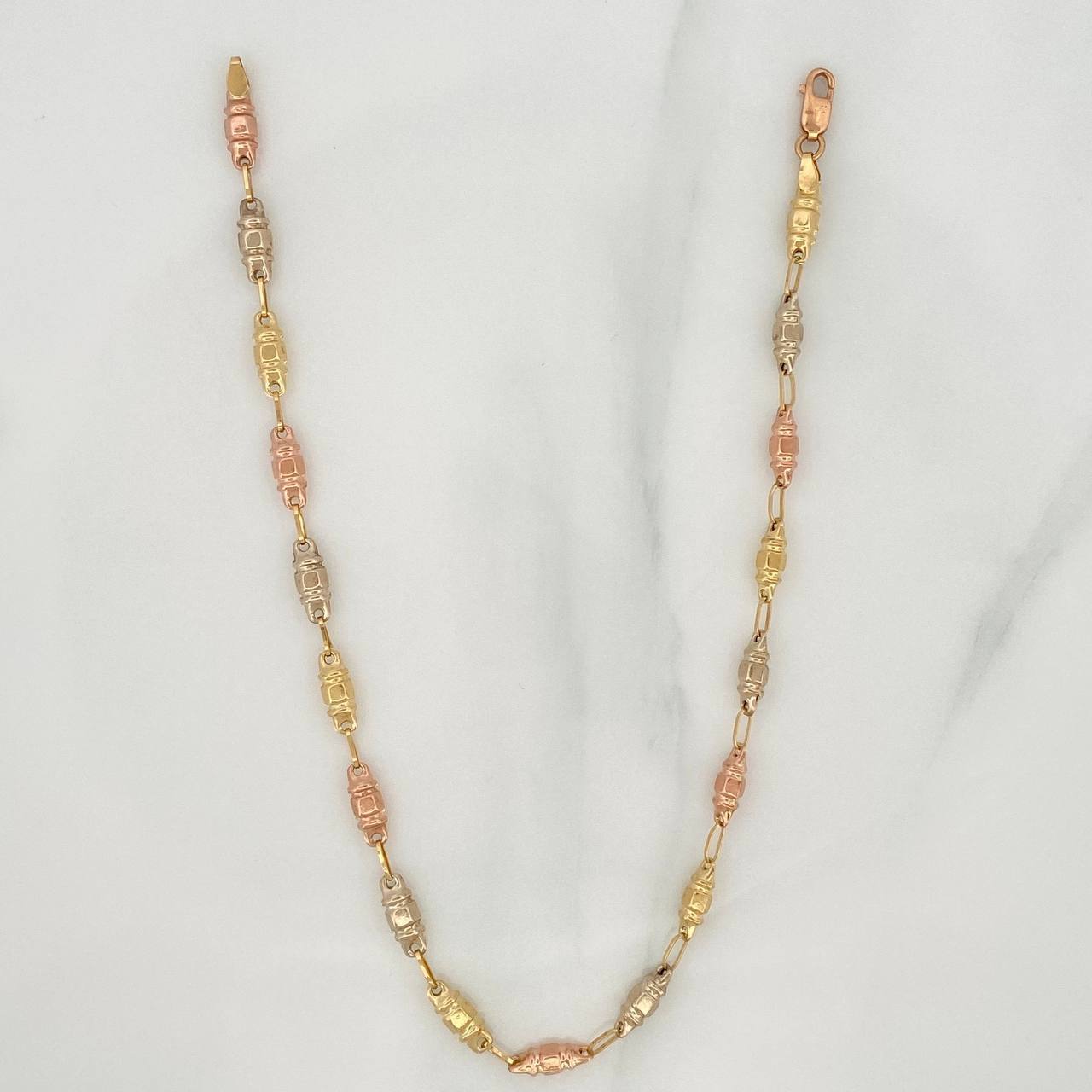 Rustic Cylinder Anklet 3.35 g / 9 3/4 in / 2.7 mm Three Golds 18K
