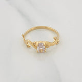 Solitaire Ring Leaves 2g / T6 3/4 Yellow Gold 18K