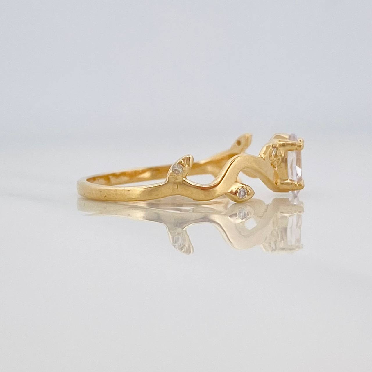Solitaire Ring Leaves 2g / T6 3/4 Yellow Gold 18K