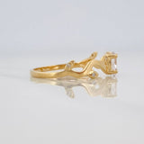 Solitaire Ring Leaves 2g / T6 3/4 Yellow Gold 18K