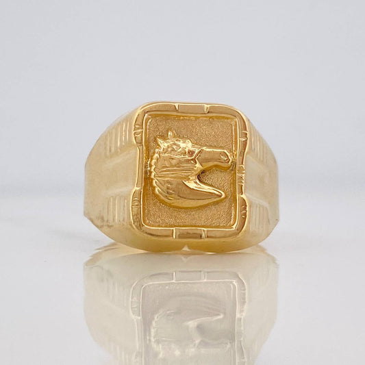 Anillo Sello Caballo 4g / T10 Oro Amarillo 18K