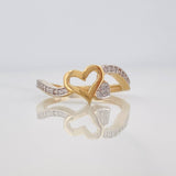 Heart Ring 2.35g / Size 5 3/4 Two-Tone Yellow White Gold 18K