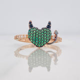 Devil Heart Ring 2.65g / T8 Three Golds 18K