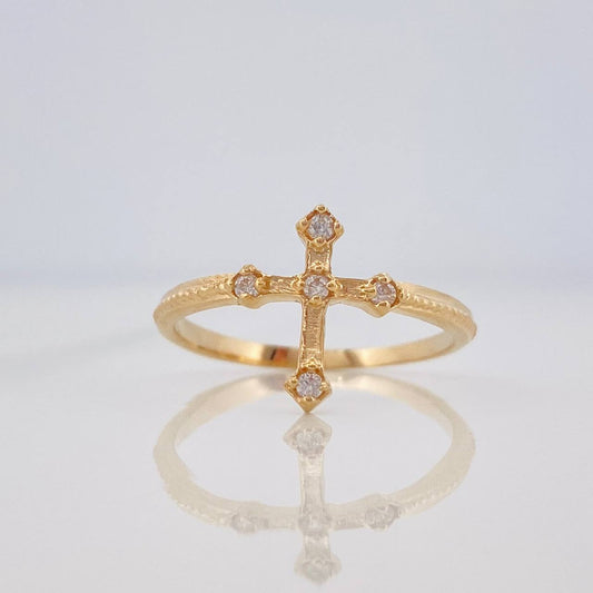 Anillo Cruz 1.7g / T6 1/4 Oro Amarillo 18K