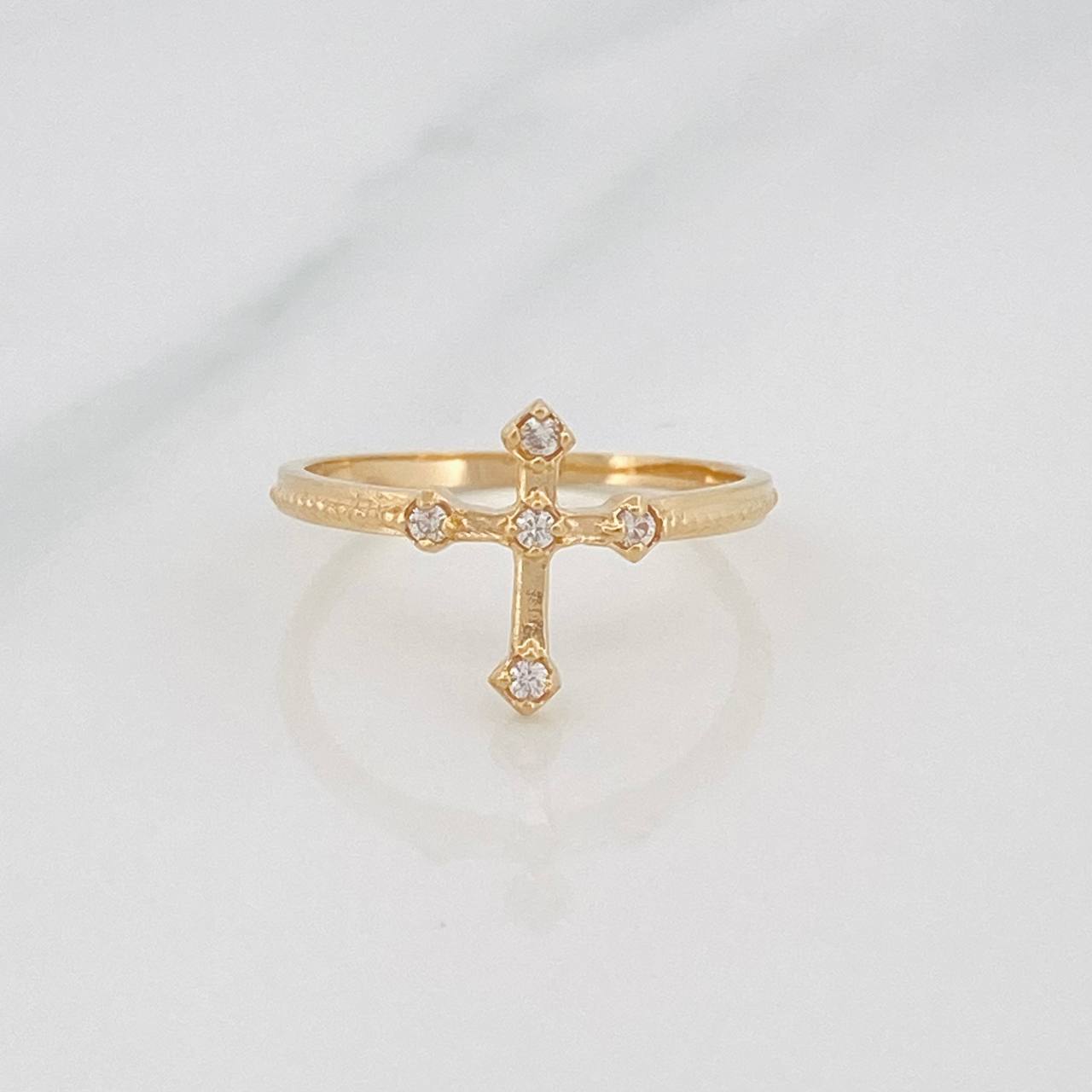 Anillo Cruz 1.7g / T6 1/4 Oro Amarillo 18K