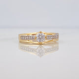 Solitaire Bridge Ring 2.25g / Size 6 3/4 Two-Tone Yellow White Gold 18K