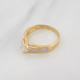 Solitaire Bridge Ring 2.25g / Size 6 3/4 Two-Tone Yellow White Gold 18K