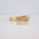 Solitaire Bridge Ring 2.25g / Size 6 3/4 Two-Tone Yellow White Gold 18K