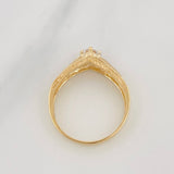 Solitaire Bridge Ring 2.25g / Size 6 3/4 Two-Tone Yellow White Gold 18K